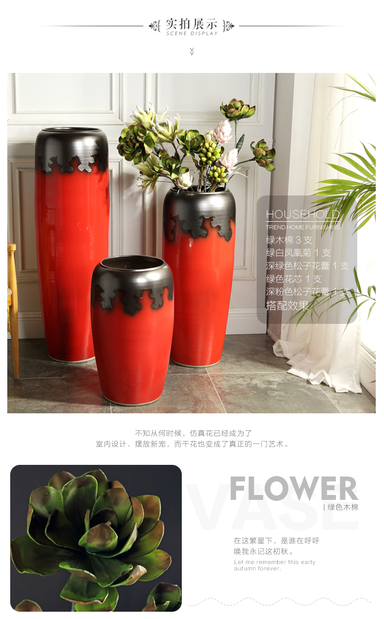 Jingdezhen ceramic hotel dry flower arranging large vases, I and contracted sitting room window furnishing articles pottery flowerpot landing