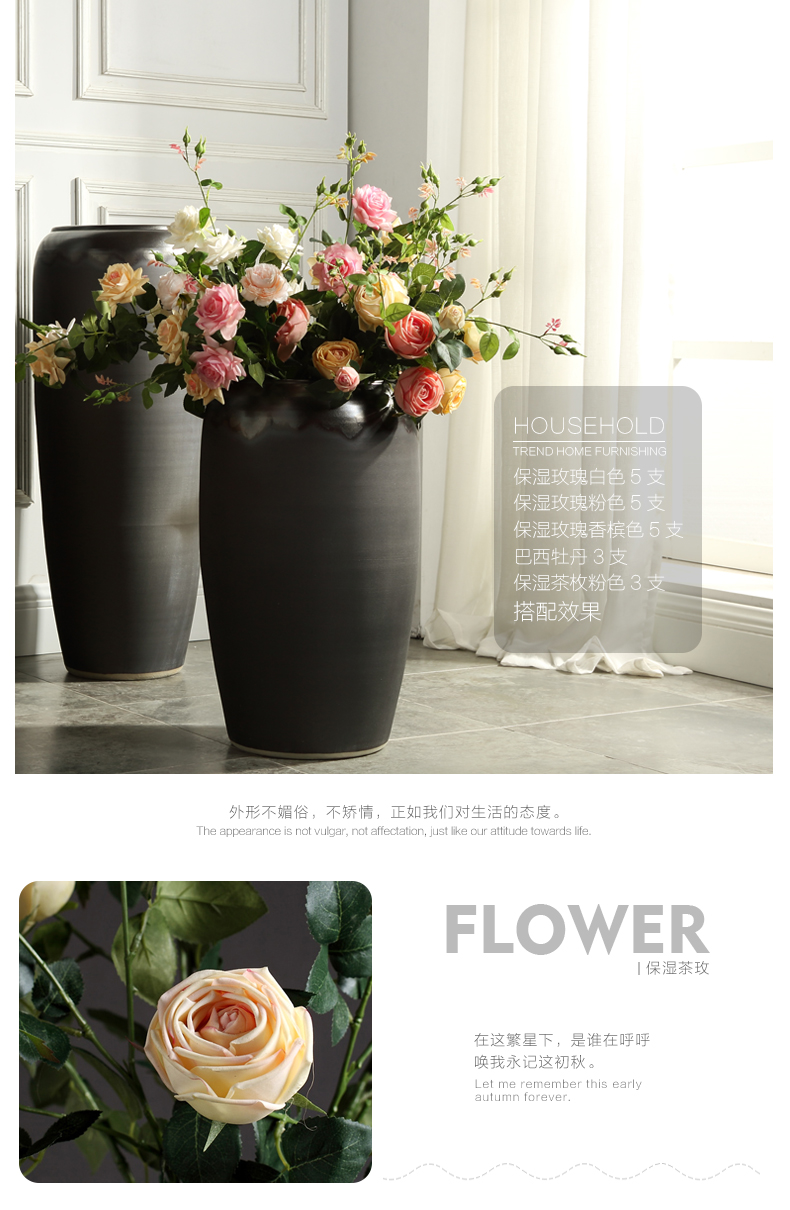 Jingdezhen ground dried flower vase restoring ancient ways is the sitting room porch villa hotel flowerpot thick some ceramic pot flower arranging furnishing articles