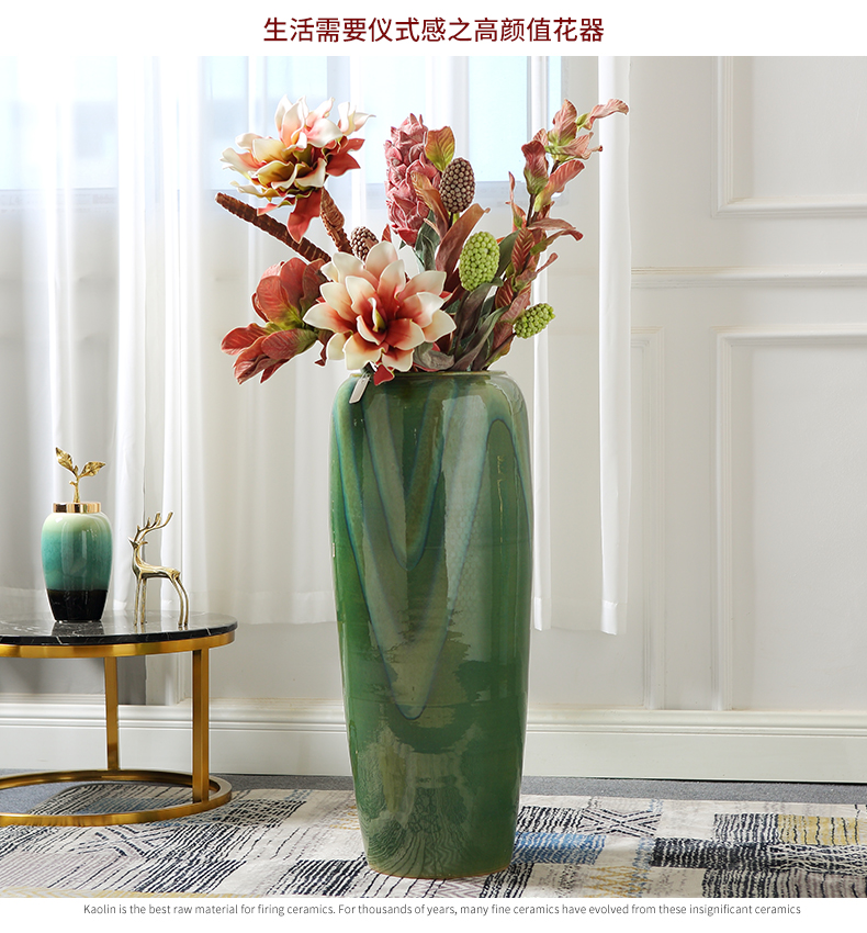 European ceramic light of large vase key-2 luxury furnishing articles dried flower arranging flowers green glaze, the sitting room porch decoration home decoration