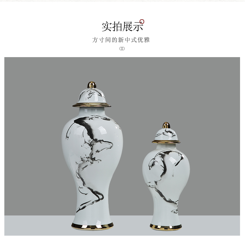 Jingdezhen general ink tank ceramic vase furnishing articles large Chinese style living room between example home decoration decoration