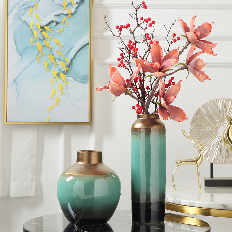 Jingdezhen modern light dry flower vase key-2 luxury furnishing articles, the sitting room porch TV cabinet table wine home decoration