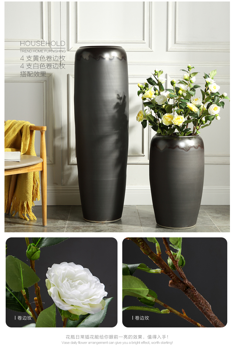 Jingdezhen ground dried flower vase restoring ancient ways is the sitting room porch villa hotel flowerpot thick some ceramic pot flower arranging furnishing articles