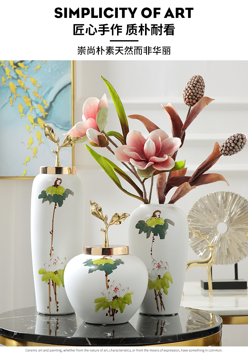 The new Chinese vase furnishing articles ceramic hand - made vases desktop arranging flowers sitting room adornment table, TV ark, furnishings