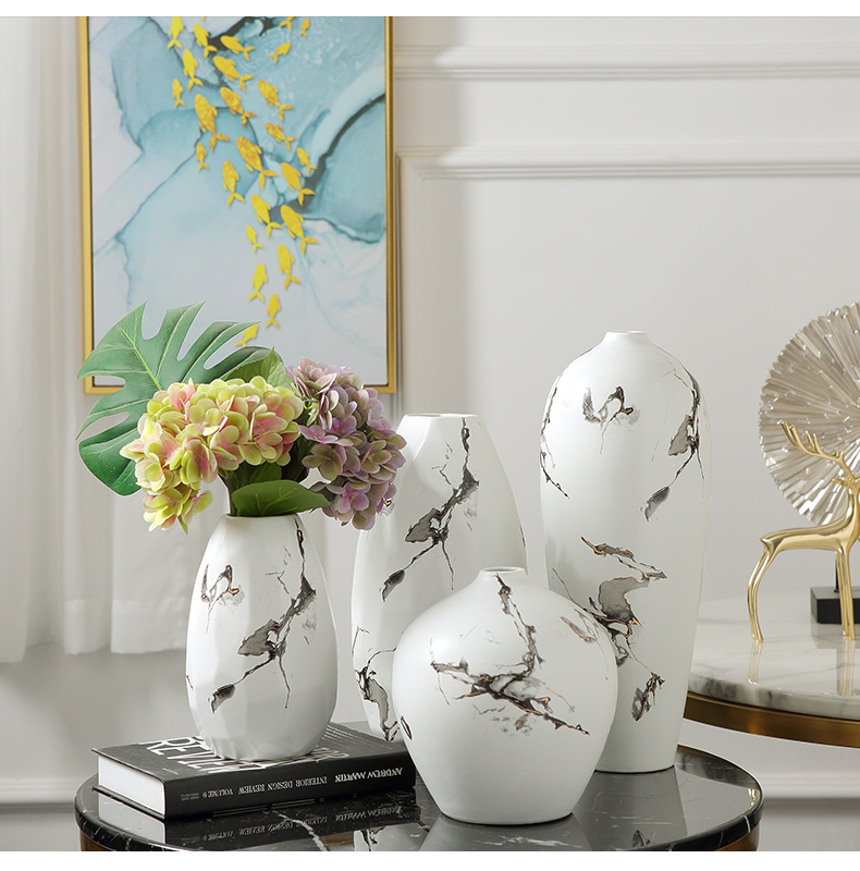 New Chinese style ceramic vase furnishing articles suit ink style white flower arranging the sitting room the postmodern ideas soft decoration