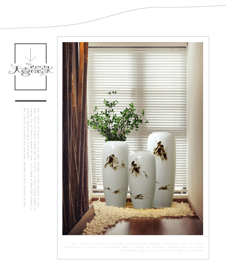 Modern ceramic vase of large sitting room porch zen process of new Chinese style decoration flower arranging, landing place