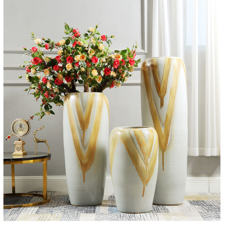 European ceramic vase landing simulation flower suit sitting room hotel large flower POTS porch villa decorations