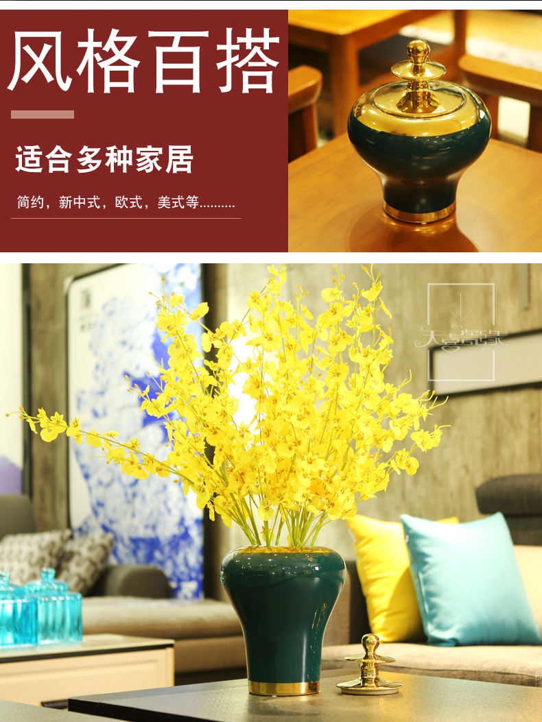 American light key-2 luxury ceramic vases, new Chinese style living room wine decorations furnishing articles European creative household act the role ofing is tasted