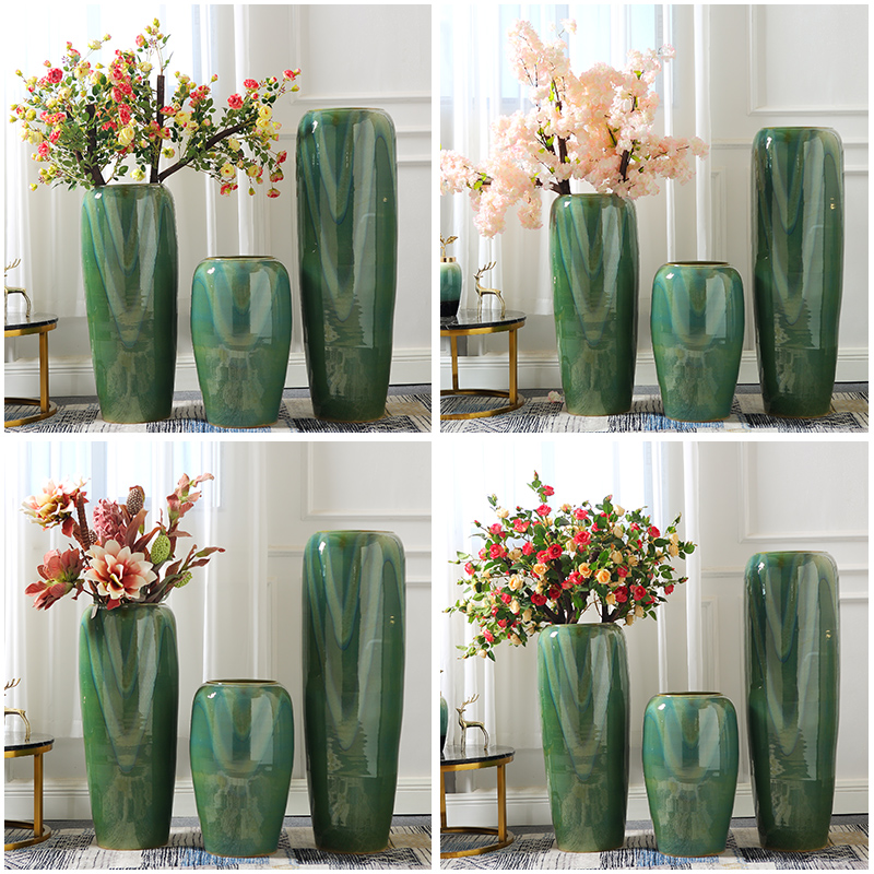 European ceramic light of large vase key-2 luxury furnishing articles dried flower arranging flowers green glaze, the sitting room porch decoration home decoration