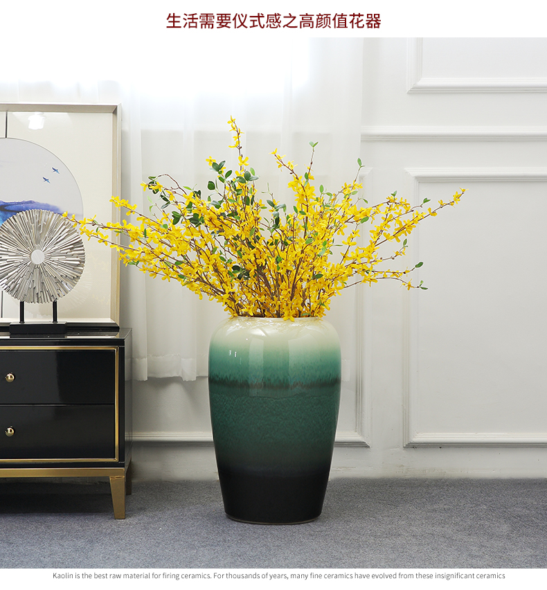 Jingdezhen landing big vase furnishing articles of new Chinese style living room light flower arranging ceramics key-2 luxury villa hotel soft decoration