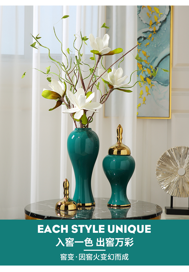 Light the key-2 luxury of modern ceramic vases, flower arranging dried flower implement new Chinese style furnishing articles, the sitting room porch between example home decoration