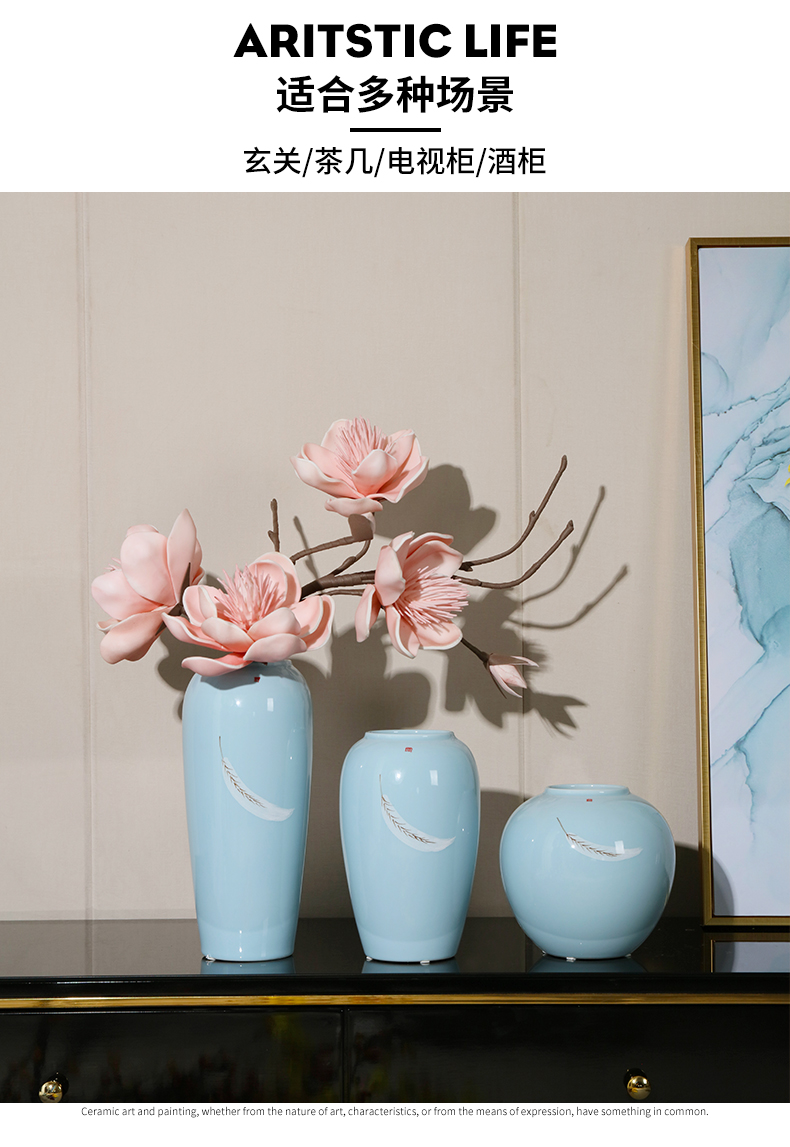 Ceramic vases, flower arranging furnishing articles of modern home living room dried flowers, creative household soft adornment TV cabinet table