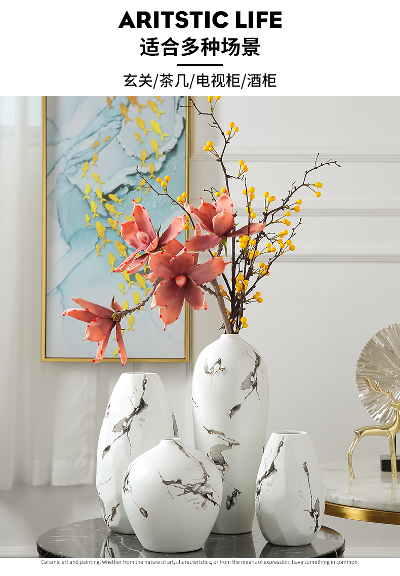 New Chinese style ceramic vase furnishing articles suit ink style white flower arranging the sitting room the postmodern ideas soft decoration