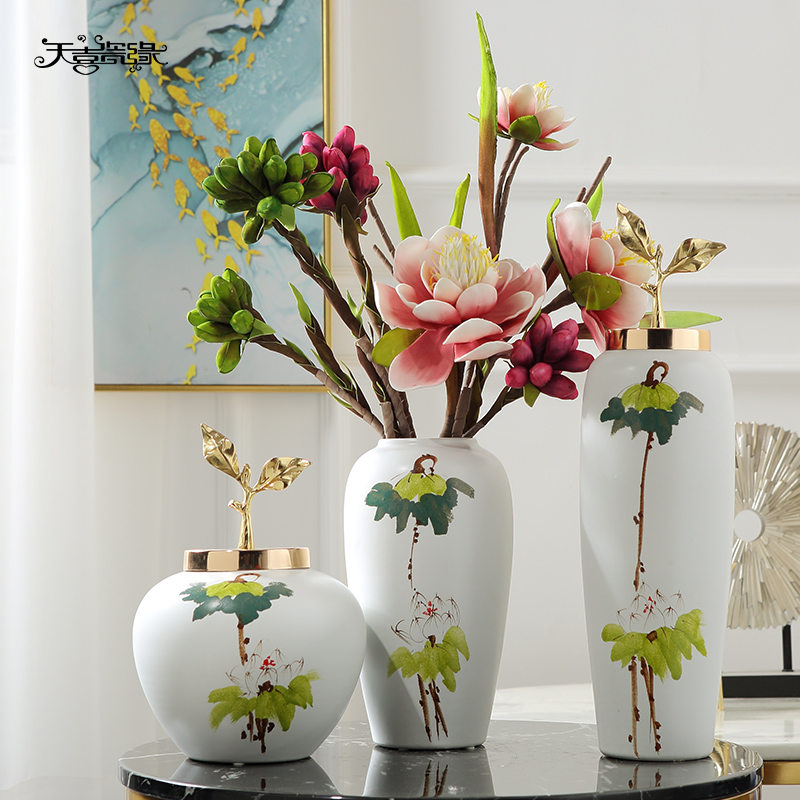 The new Chinese vase furnishing articles ceramic hand - made vases desktop arranging flowers sitting room adornment table, TV ark, furnishings