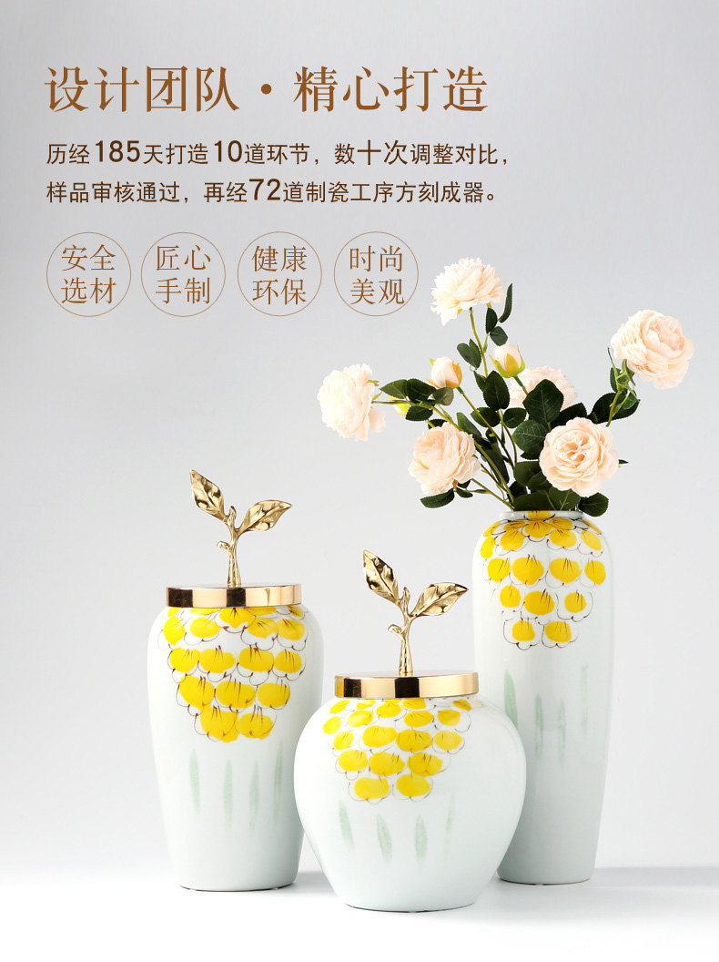 I and contracted new Chinese vase dry flower arranging flowers, ceramic flower implement the sitting room TV ark, porch light decoration key-2 luxury furnishing articles