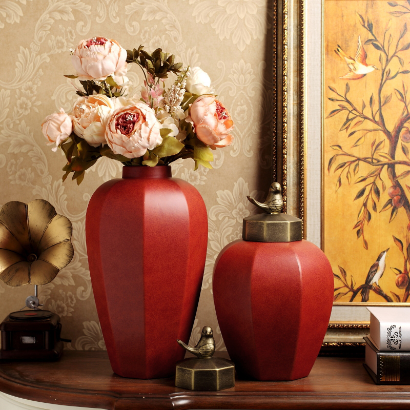 European modern ceramic example room TV ark, wine storage tank vase in the sitting room porch soft adornment is placed