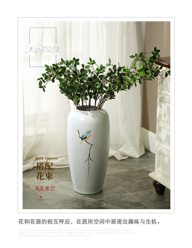 Jingdezhen ceramic floor decoration I and contracted sitting room of new Chinese style of the big vase household TV ark, flower arranging furnishing articles