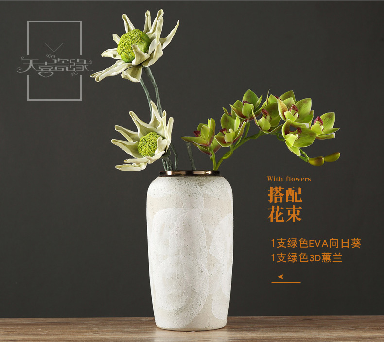 Modern European ceramic vase furnishing articles creative living room table small pure and fresh and dry flower arranging, coarse pottery home decoration