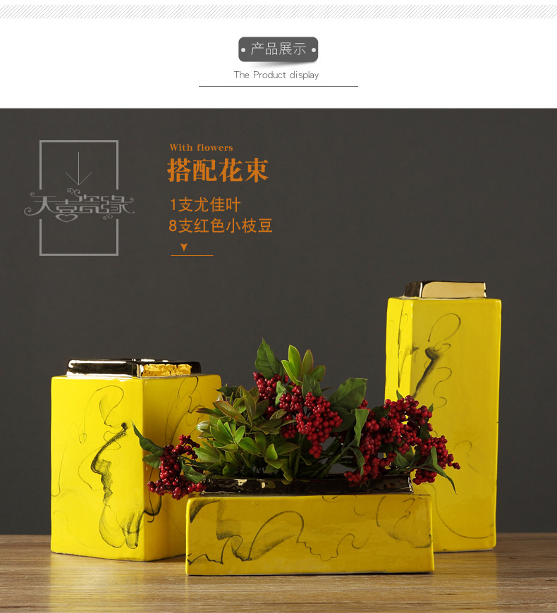 Modern Chinese zen ceramic vase of dry flower arranging furnishing articles contracted American living room TV cabinet table decorations