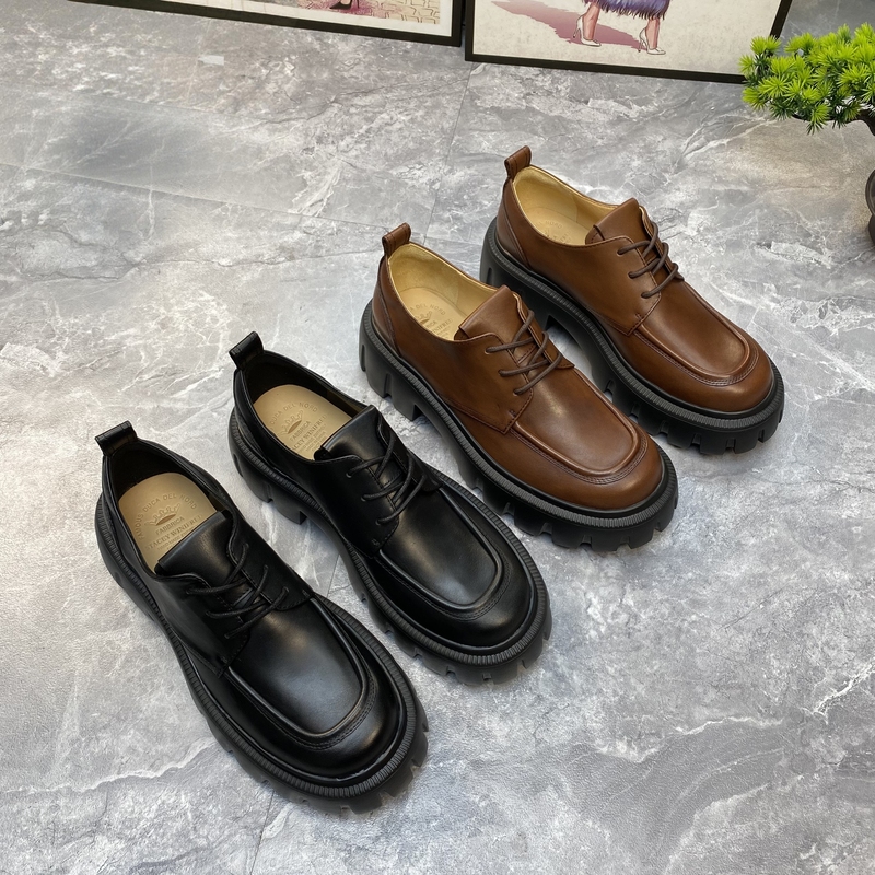 Wanxiang-Made Top-Quality Thick-Soled Loafers for Women, 2026 New Autumn British Style Genuine Leather Slip-On Shoes