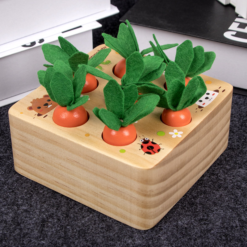 Koryo Baby plucking radish game 1-3-year-old 2 young children early teaching puzzle shape paired organoleptic wooden toys-Taobao