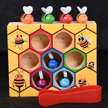 1-3 years old children fine motor training clip bee game Baby Montessori early education puzzle wooden toy