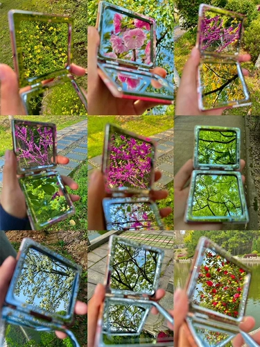 Мужское двусторонное портативное переносное изысканное складное маленькое зеркало