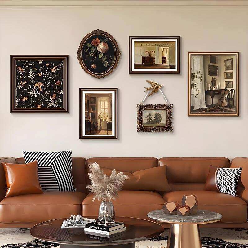 French-Style Hanging Paintings, American Retro Decorative Paintings, Living Room Sofa Background Wall, Vintage Niche Art, Dining Room Combination Paintings