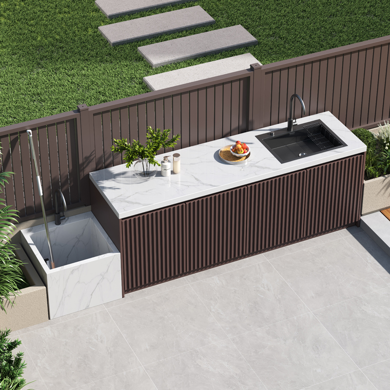 Outdoor Slate Washbasin Aluminum Alloy Cabinet Aluminum Honeycomb Sink Integrated Storage Cabinet Outdoor Villa Sunscreen