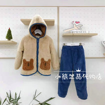 2019 winter new boy Christmas elk warm thickened home suit suit