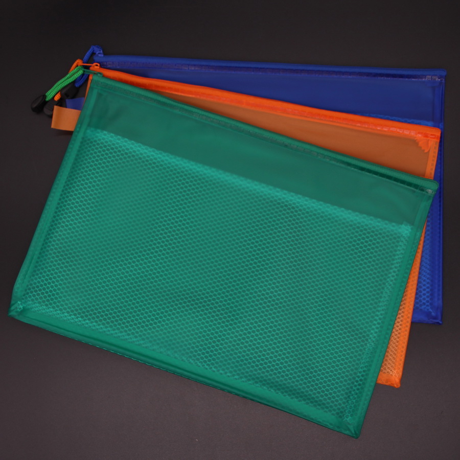 A4 large zipper folder office folder plastic transparent grid PVC test papers to include student archive bag