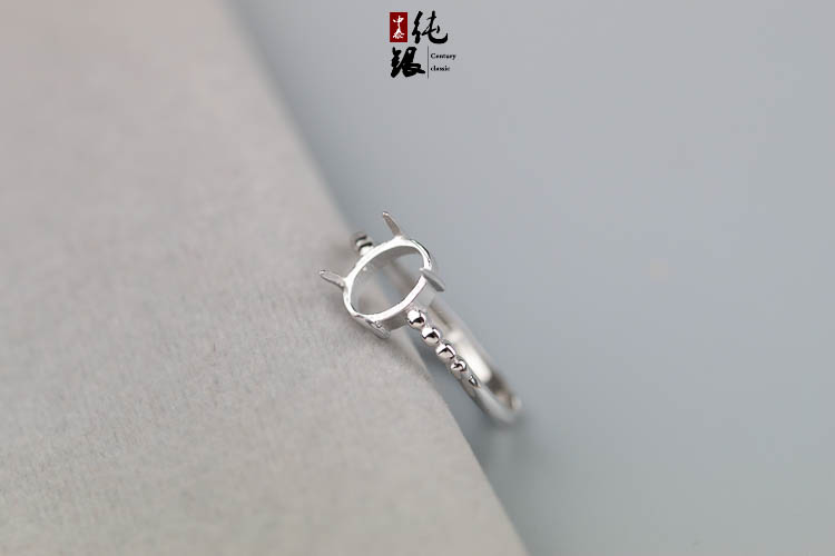 Đơn giản và hào phóng nữ nhẫn chủ Châu Âu và Mỹ thời trang 925 sterling silver ring hỗ trợ rỗng hổ phách dày đặc sáp sống miệng 7 * 8