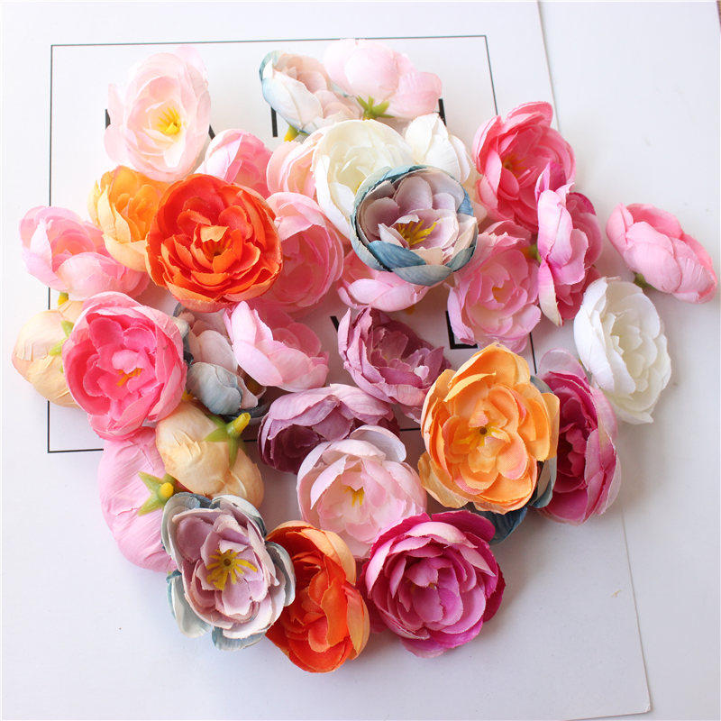 Simulation Fake Floral Silk Cloth Fresh Peach Blossom Wild Flowers Sen Female Flower Ring Hand For Material Group Diy Handmade Ornament Accessories