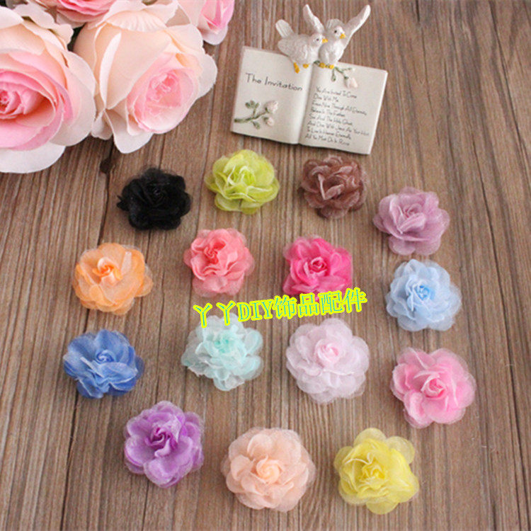 Snowspun with yarn small number East fence flower emulated flower fake flower Diy hair clip edge clip hair decoration flowers 3 5CM