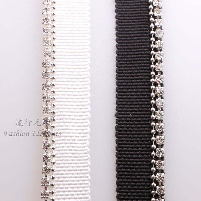 Rice Beads Necklace Machine Embroidered Black Webbing White Webbing Single Claw Claws Drilling Single Side Hat Strap Webbing Clothing Accessories