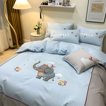 Embroidered All-cotton Children Four Sets Boy Girl Cute Little Elephant Pure Cotton Card Ventilated Up And Down Bed Three Sets of Bed Products