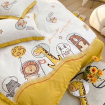 Cute Animal Paradise Childrens four sets of full cotton 80 long suede cotton cartoon up and down three sets of bedding