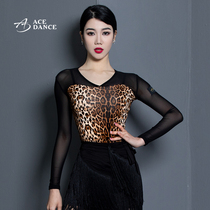 Danse dACE Danse latine Fille Adulte Morden Dance Mesh Yarn Sépissage court Sleeve Long Sleeve Blouse Exercices SY278