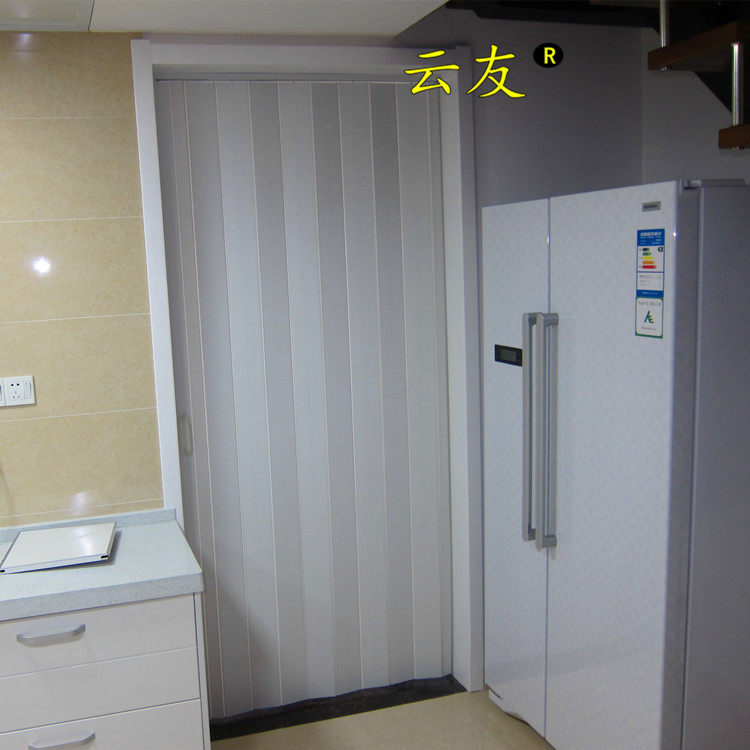 Indoor Door Plastic PVC Folding Door Partition Toilet Makeup Room Moving Doors Kitchen Ramen Open Invisible Doors