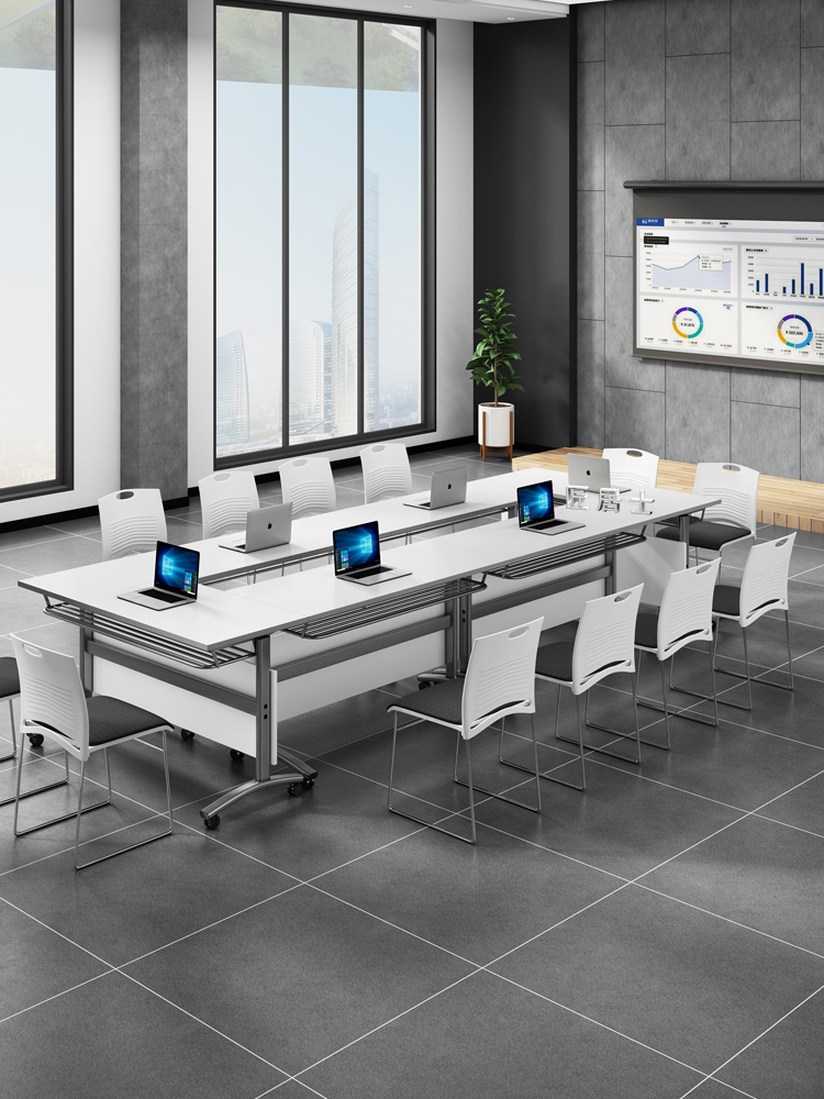 Strip table folding training table conference table flip table mobile table with wheels training institution tables and chairs desk bar table