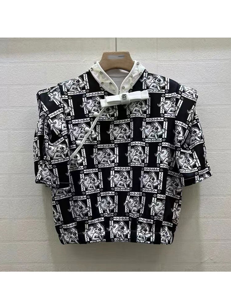 Pick and drain a line of special cabinets big cards Withdrawal Cabinets 2022 Summer New Small Crowddesign National Tide Improvement Short blouses women