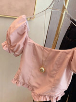 Shivering Suppliers ~ New style Bubble Sleeves Splicing of Agaric Short blouses Womens small crowdDesign Short sleeves T-Shirt