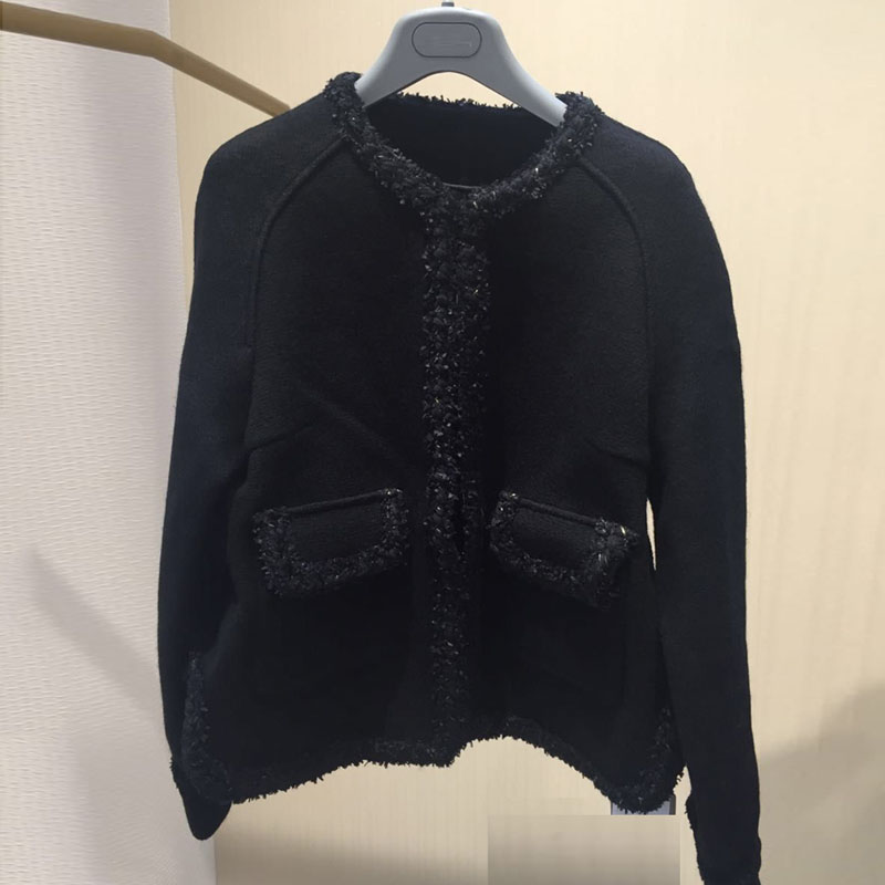 Ama Shi màu đen nhỏ áo khoác chính hãng 2018 mùa thu mới thời trang hoang dã áo len mỏng ngắn nữ áo hoodie nữ cute