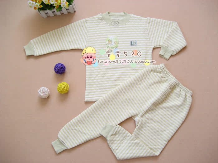Bộ đồ lót bằng vải cotton trẻ em Xiao Qinglong màu sắc cho nam và nữ áo len cotton dày quần áo mùa thu cho bé áo lá cho bé gái