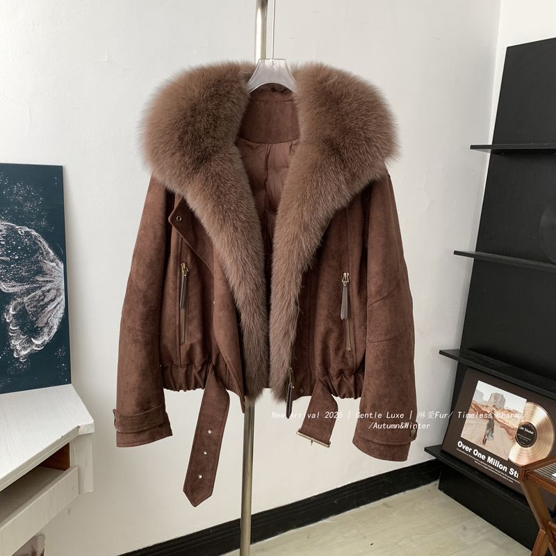 Used Warm Fur Coat 90% Goose down Workwear Parka Jacket for Women, Thick Style with Large Fox Fur Collar, Korean Style Used Warm Fur Coat 90% Goose down Workwear Parka Jacket for Women, Thick Style with Large Fox Fur Collar, Korean Style