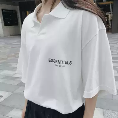 FOG FEAR OF GOD double line ESSENTIALS short sleeve polo shirt women high street loose trend men clothes