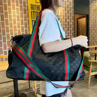 2021 New Korean tide luggage bag short distance handbag travel big sports shoulder fitness bag ribbon dumpling bag