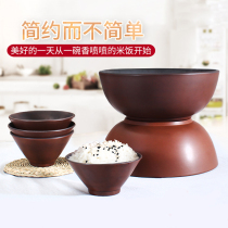 Yunnan artisan Yunnan Jianshui purple clay bowl handmade bowl Traditional Chinese unglazed purple sand rice bowl Household simple ceramic soup bowl