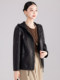 High-End Haining Genuine Leather Jacket for Women, Short Casual Sheepskin Coat, Korean Style Loose Hooded Large Size Leather Jacket for Spring and Autumn