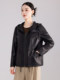 High-End Haining Genuine Leather Jacket for Women, Short Casual Sheepskin Coat, Korean Style Loose Hooded Large Size Leather Jacket for Spring and Autumn