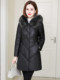 Genuine leather down jacket women's mid-length fox collar 2025 winter new sheepskin hooded thickened slim leather jacket